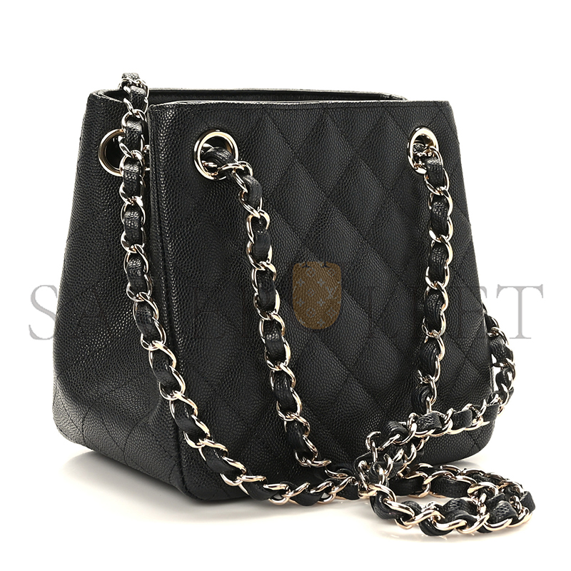 CHANEL CAVIAR QUILTED MINI BUCKET BAG BLACK AS3176 (16*16*10cm)