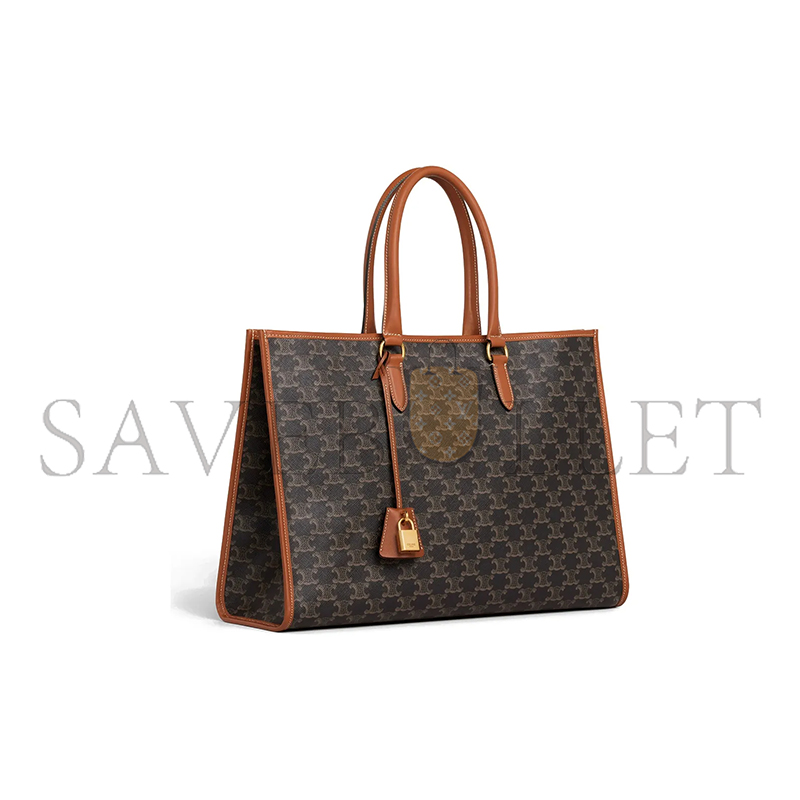 CELINE TRIOMPHE CANVAS CALFSKIN HORIZONTAL CABAS TAN 197912BZJ.04LU (43*30*10cm)