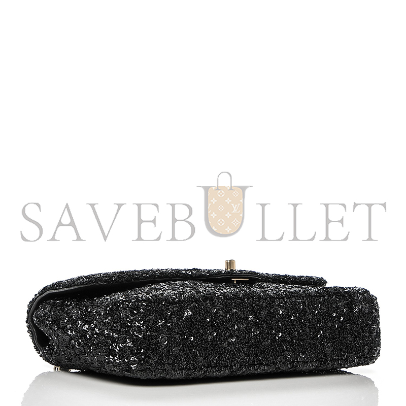 CHANEL MASTER SEQUIN EMBROIDERED MEDIUM FLAP BAG BLACK 189545 (25*16*6cm)