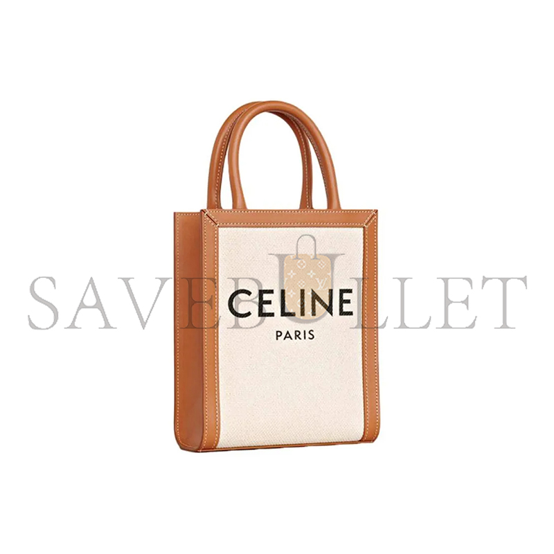 CELINE MINI TOTE IN CABAS TRIOMPHE CANVAS AND CALFSKIN 193302BNZ.02NT (21*17*4cm)