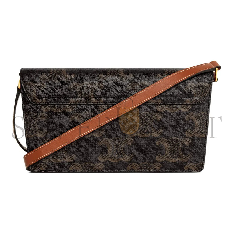 CELINE SHOULDER BAG IN TRAPEZE TRIOMPHE METAL SNAP CALFSKIN 199282EPP.04LU (26.2*14.5*2cm)