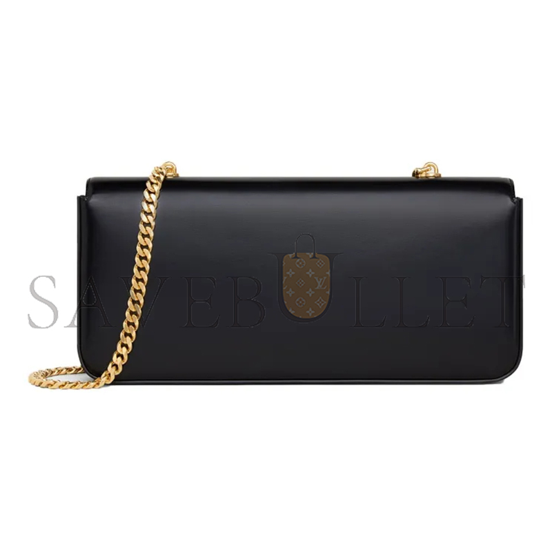 CELINE CHAIN SHOULDER BAG IN TRIOMPHE CANVAS GLOSSY CALFSKIN 197413BF4.38NO (33*13*5cm)