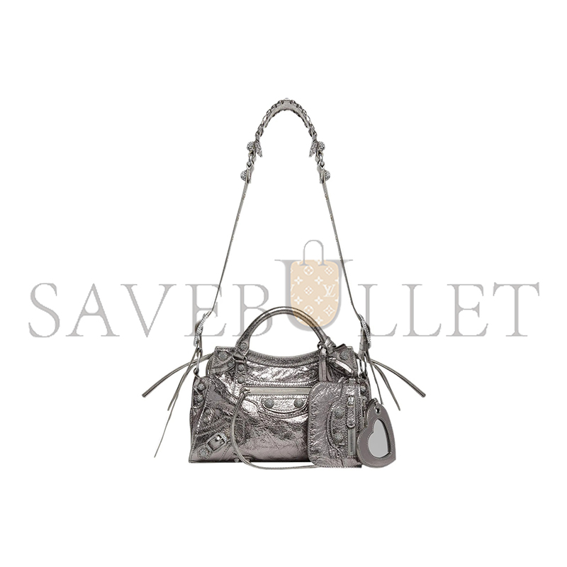 BALENCIAGA SMALL NEO CAGOLE CITY IN SILVER 700940210BM8103 (25.9*17.8*11.4cm)