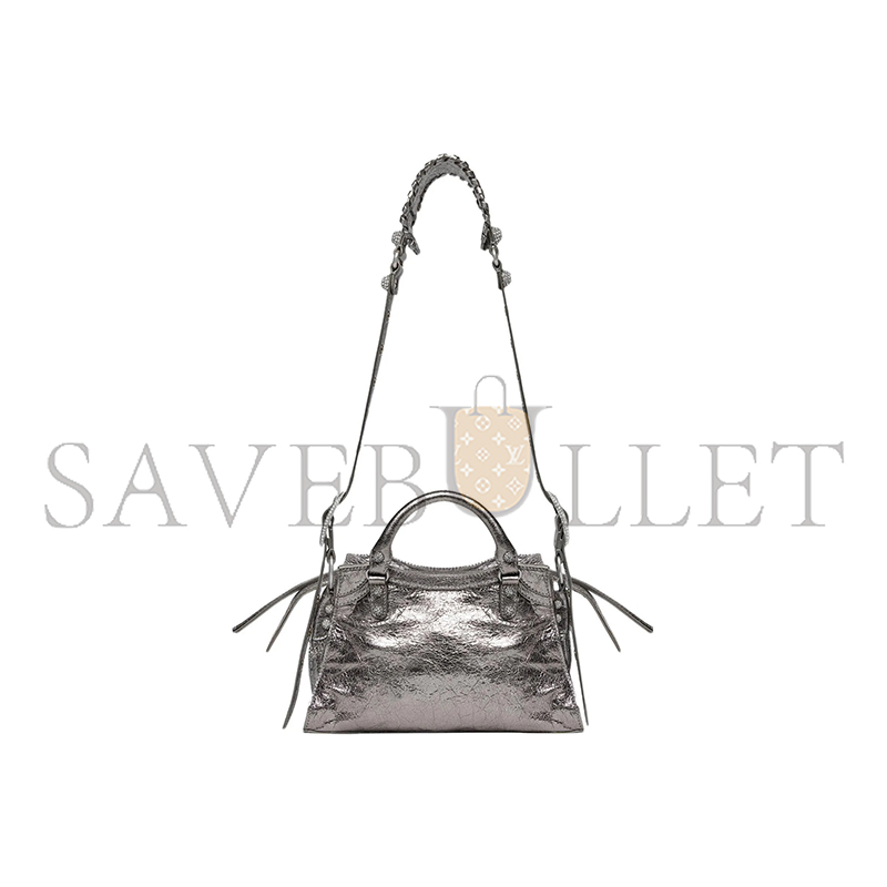 BALENCIAGA SMALL NEO CAGOLE CITY IN SILVER 700940210BM8103 (25.9*17.8*11.4cm)