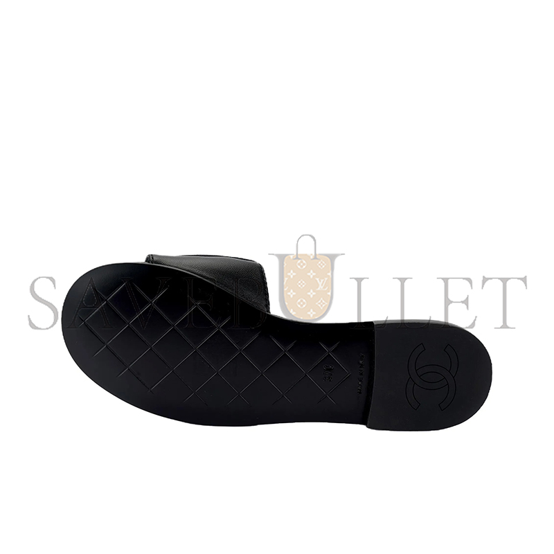 CHANEL 25P CALFSKIN OPEN TOE FLAT SLIPPERS G46119