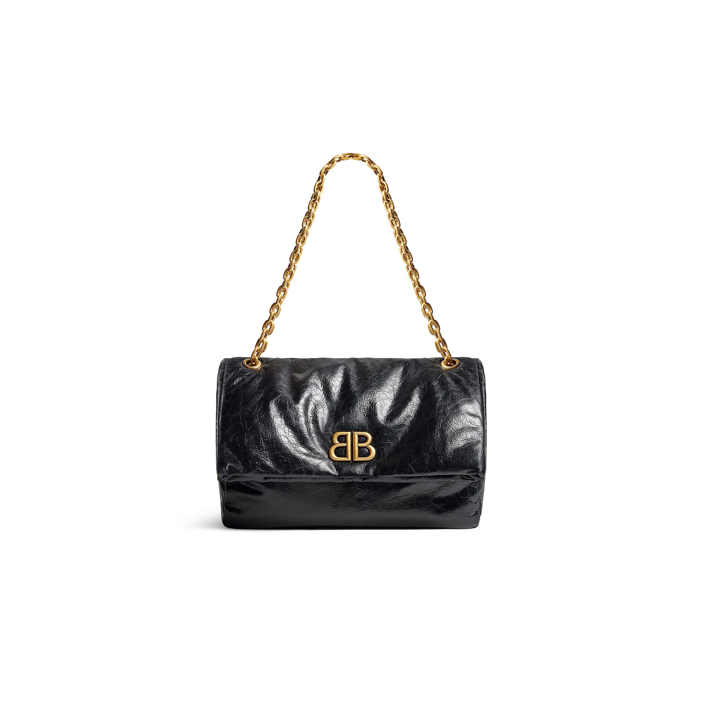 BALENCIAGA WOMEN'S MONACO CHAIN BAG MEDIUM IN BLACK 7659452AAR81000 (32.5*22*9.9cm)