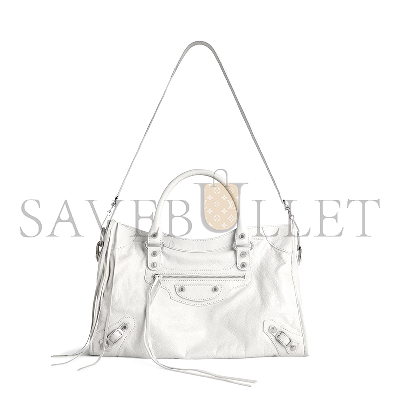 BALENCIAGA LE CITY BAG MEDIUM IN OPTIC WHITE 7977862AA9S9104 (37*23.4*14.9cm)