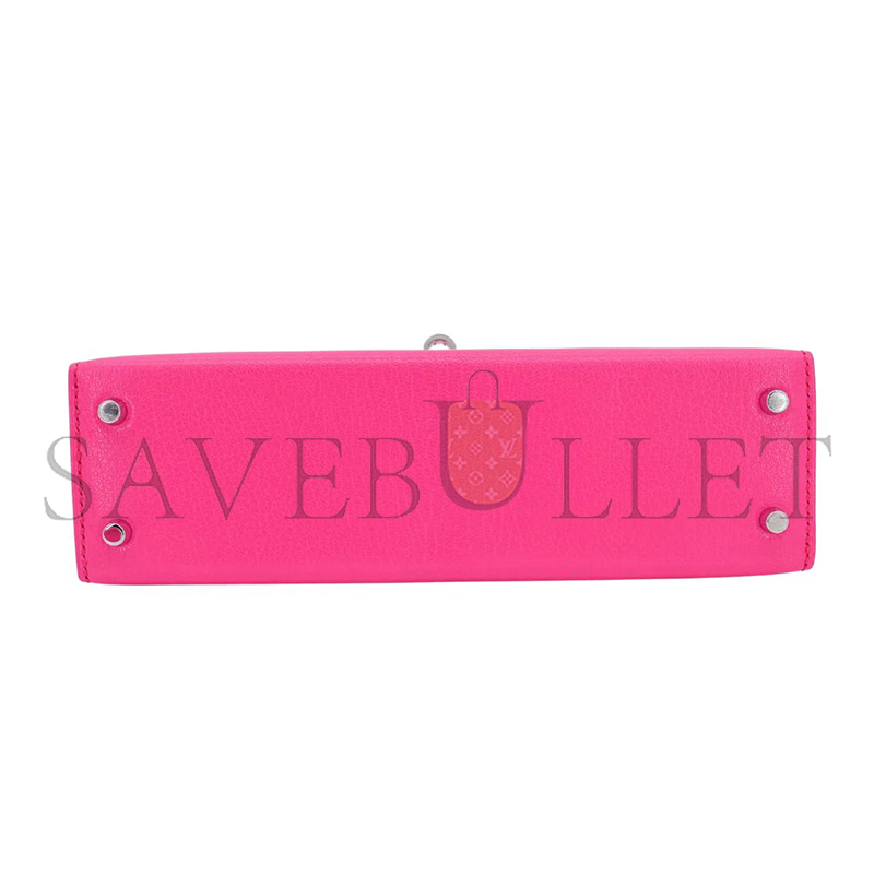 HERMES MASTER KELLY II SELLIER MINI ROSE POP CHEVRE LEATHER PALLADIUM HARDWARE 103785 (20*11*6cm)