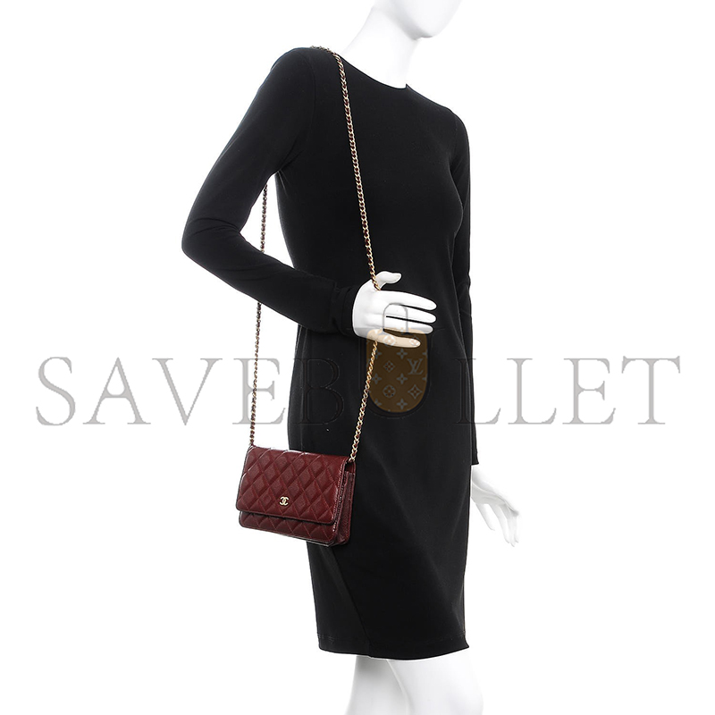 CHANEL CLASSIC WALLET ON CHAIN GRAINED SHINY CALFSKIN AP4241 (19.5*12*4cm)
