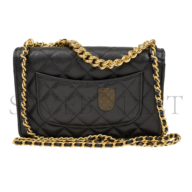 CHANEL LYCHEE PEEL CC TURNLOCK WALLET ON CHAIN WOC BLACK AP3910 (20*12.5*4cm)