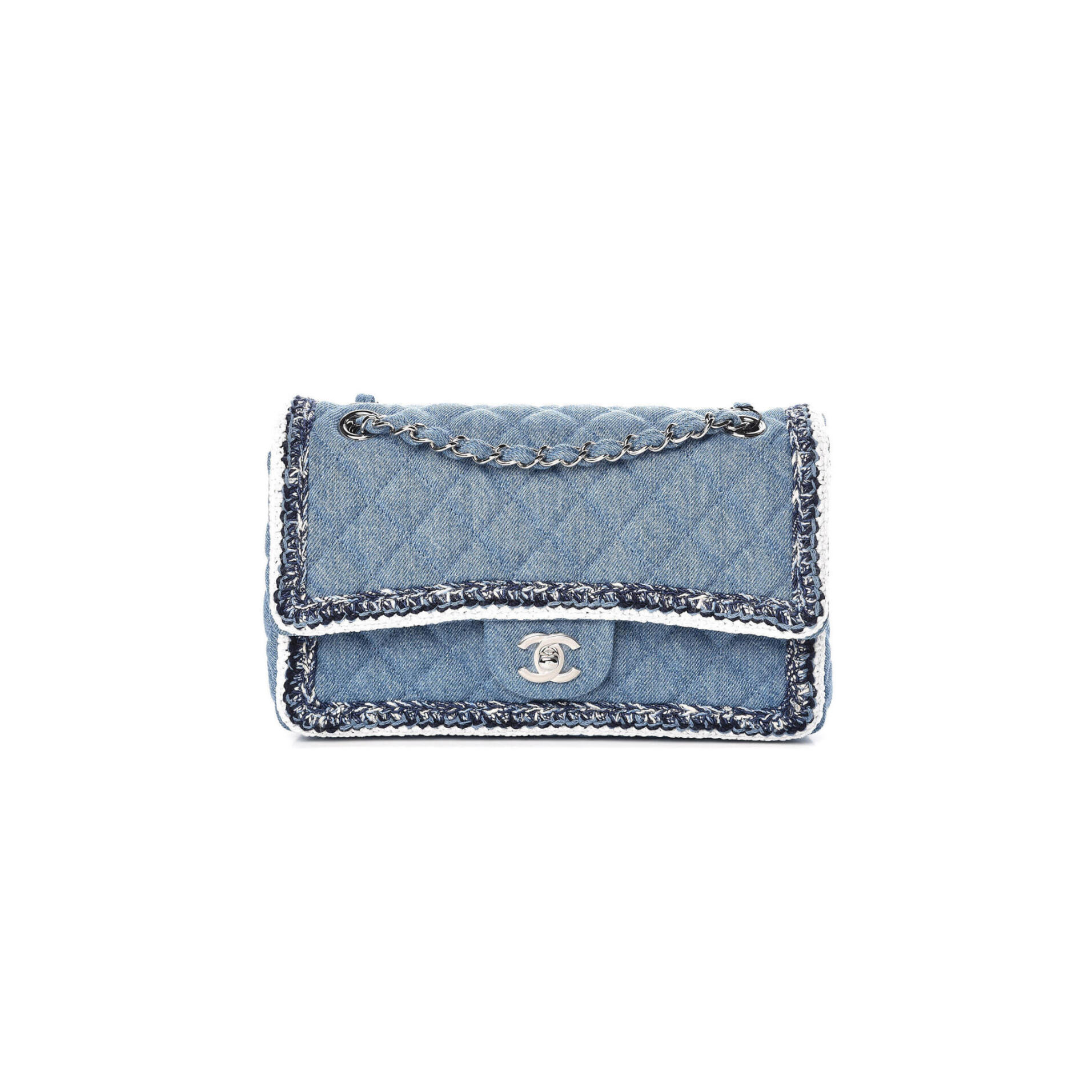 CHANEL MASTER DENIM BRAIDED MEDIUM FLAP BAG LIGHT BLUE 362059 (25*15*7cm)