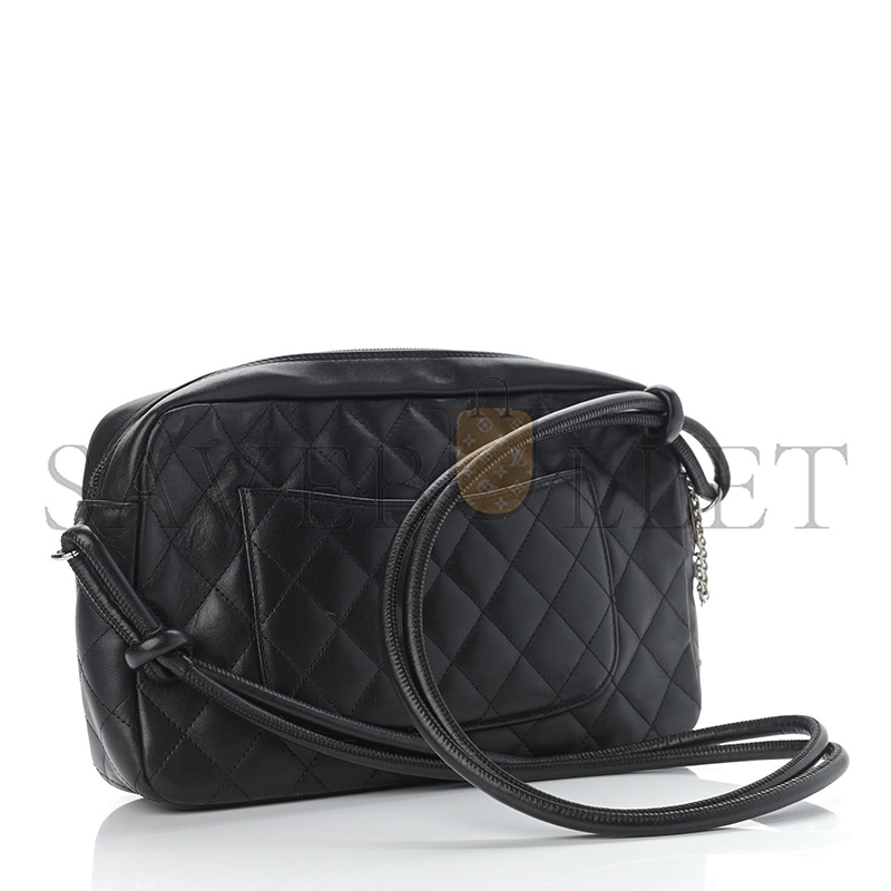 CHANEL CALFSKIN QUILTED CAMBON CAMERA BAG BLACK 928405 (27*16.5*6cm)