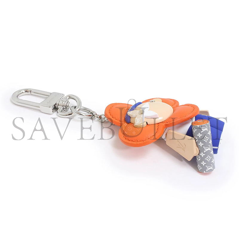 LOUIS VUITTON BAG CHARM VIVIENNE GYM KEY HOLDER CALFSKIN, ORANGE & BLUE M01198