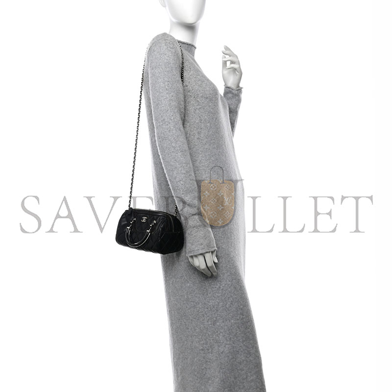 CHANEL MASTER LAMBSKIN QUILTED MINI BOWLING BAG BLACK AP4411 (18.5*11.4*4cm)