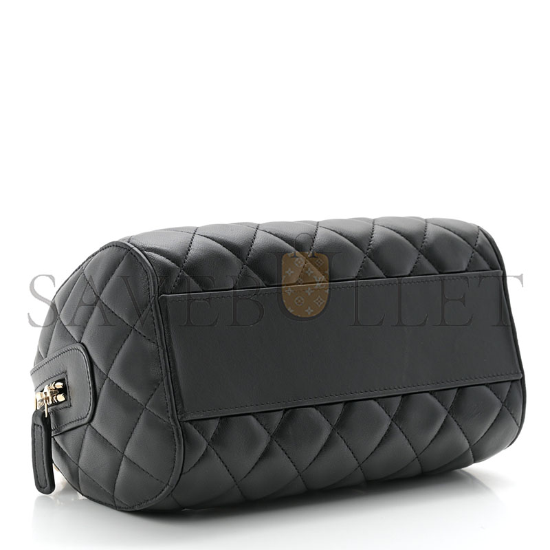 CHANEL MASTER LAMBSKIN QUILTED MINI BOWLING BAG BLACK AP4411 (18.5*11.4*4cm)