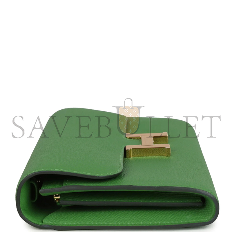 HERMES MASTER CONSTANCE WALLET TO GO VERT YUCCA EPSOM GOLD HARDWARE 436571 (19*15*4cm)