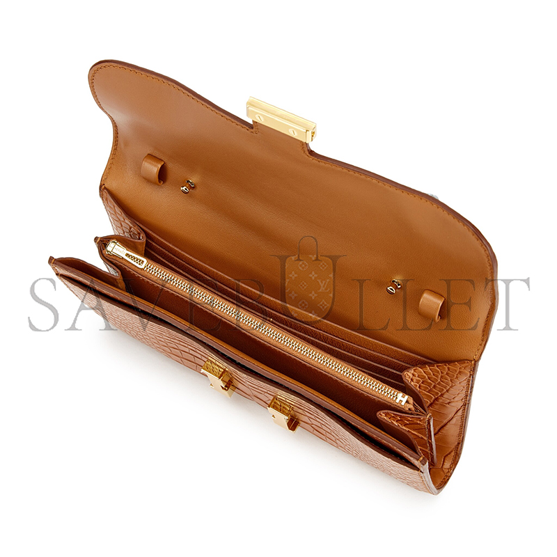 HERMES MASTER GOLD MATTE ALLIGATOR CONSTANCE-TO-GO GOLD HARDWARE 436572 (20.5*13*3cm)