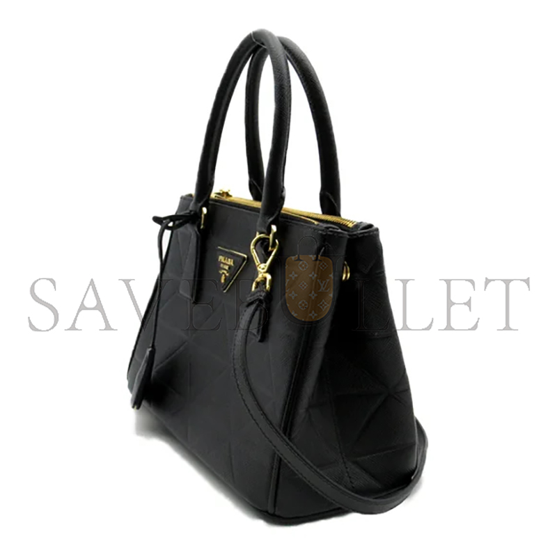 PRADA 2-WAY LEATHER SHOULDER BAG BLACK 4683561 (24*17*11.5cm)