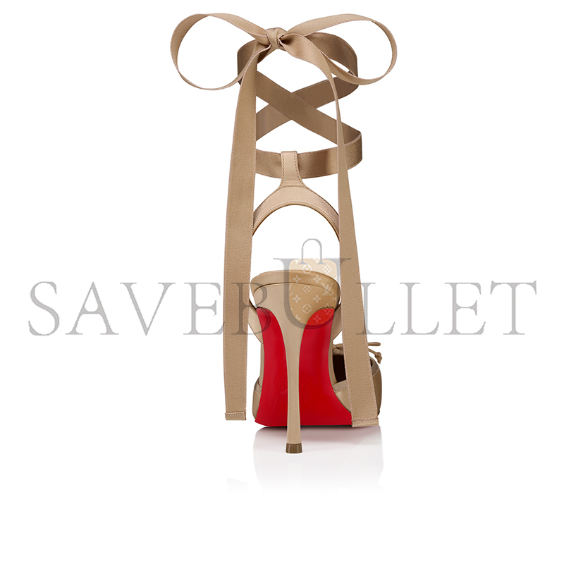 CHRISTIAN LOUBOUTIN CASSIA LACE UP100 MM STRAPPY PUMPS CREPE SATIN NUDE 1 WOMEN 1250498N247