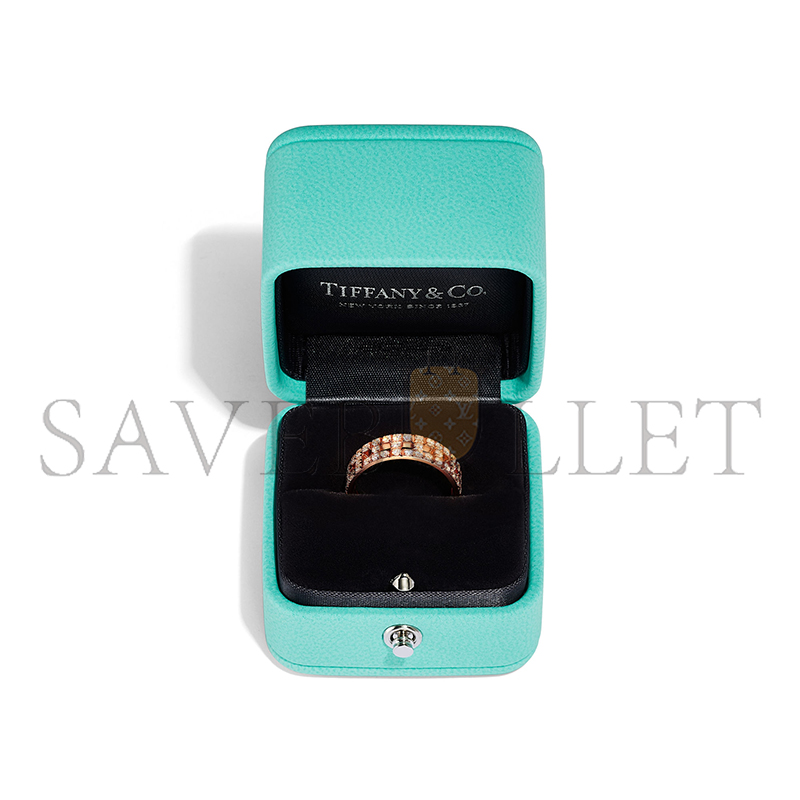 TIFFANY T TRUE WIDE RING IN ROSE GOLD WITH PAVÉ DIAMONDS 63963097