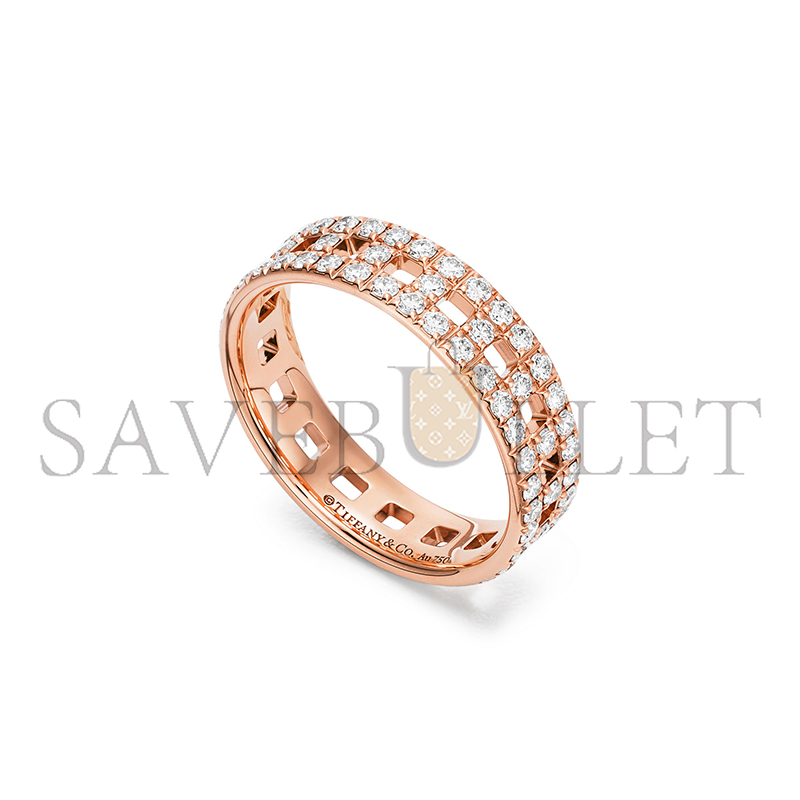 TIFFANY T TRUE WIDE RING IN ROSE GOLD WITH PAVÉ DIAMONDS 63963097