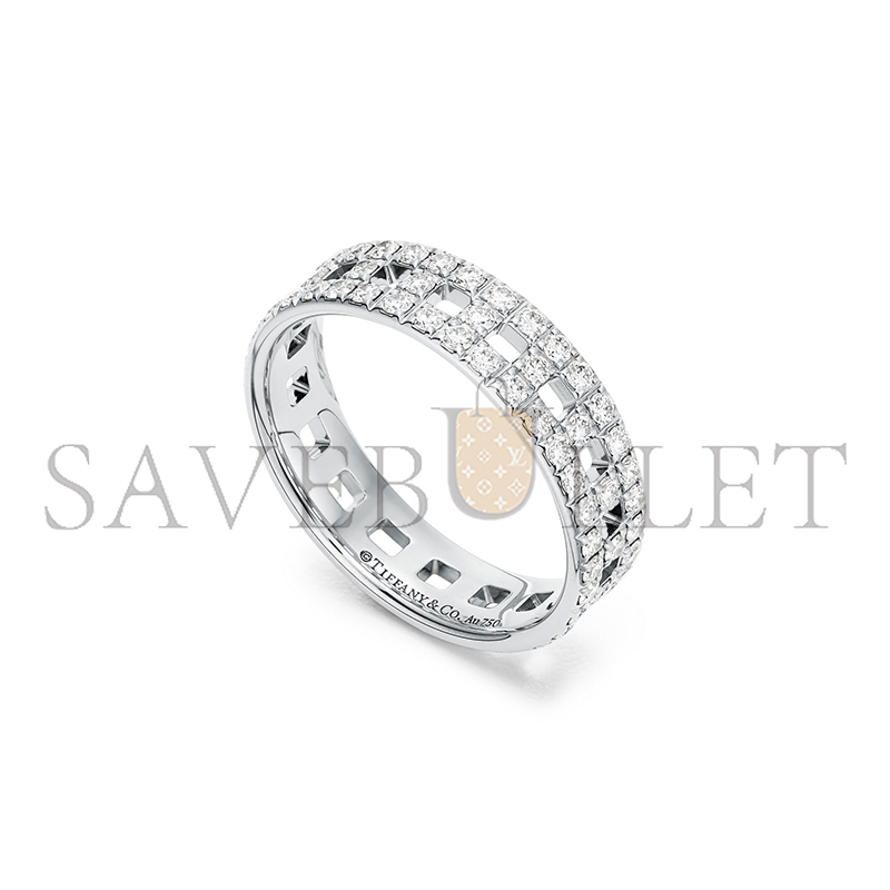 TIFFANY T TRUE WIDE RING IN WHITE GOLD WITH PAVÉ DIAMONDS 63963569