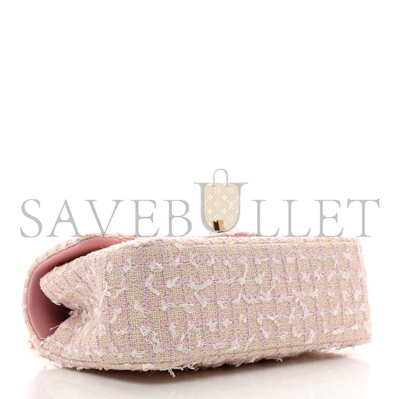 CHANEL TWEED QUILTED MINI TOP HANDLE RECTANGULAR FLAP LIGHT PINK 1386916 (20*12*6cm)