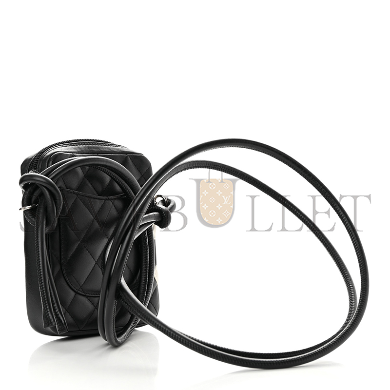 CHANEL MASTER CALFSKIN QUILTED SMALL CAMBON MESSENGER BLACK WHITE 1258604 (15*13*3.5cm)