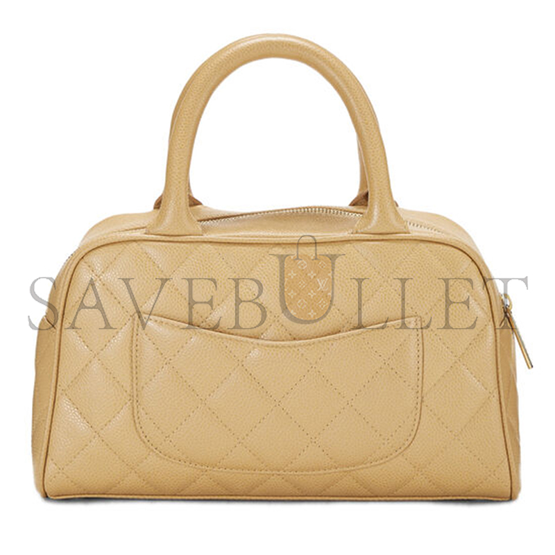 CHANEL BEIGE QUILTED CAVIAR BOWLER SMALL 71302 (25*15*7cm)