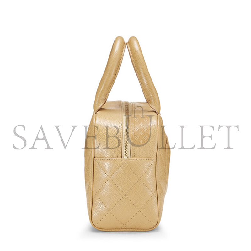 CHANEL BEIGE QUILTED CAVIAR BOWLER SMALL 71302 (25*15*7cm)