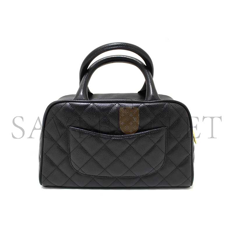 CHANEL BLACK CAVIAR SMALL BOWLER HANDBAG 71303 (25*15*7cm)
