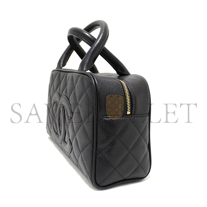 CHANEL BLACK CAVIAR SMALL BOWLER HANDBAG 71303 (25*15*7cm)