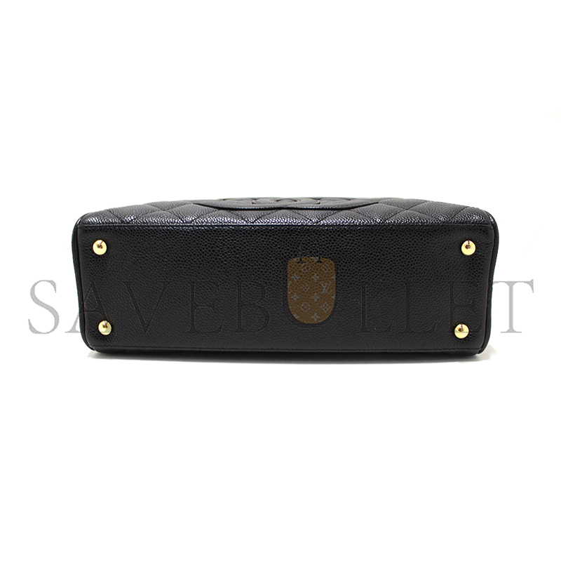 CHANEL BLACK CAVIAR SMALL BOWLER HANDBAG 71303 (25*15*7cm)