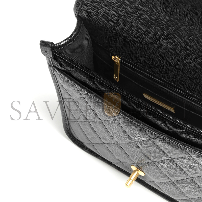 CHANEL BACKPACK GRAINED SHINY CALFSKIN & GOLD-TONE METAL BLACK AS5715 (22*19.5*7cm)