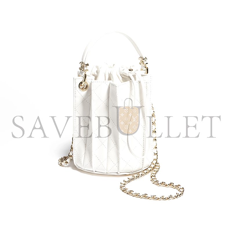 CHANEL MINI BUCKET BAG LAMBSKIN WHITE AS5486 (15.2*14*14cm)