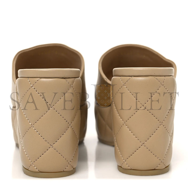 CHANEL LAMBSKIN QUILTED CC PLATFORM MULES
