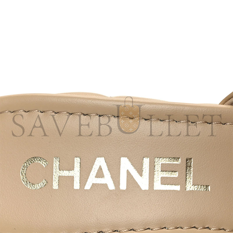 CHANEL LAMBSKIN QUILTED CC PLATFORM MULES