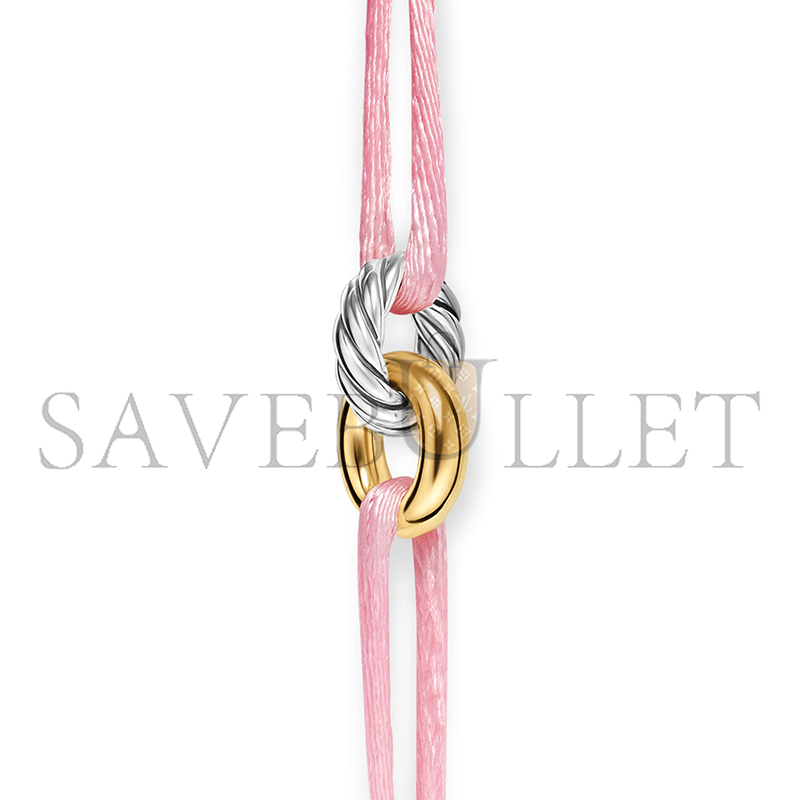 DAVID YURMAN SCULPTED CABLE LINKED CORD BRACELET B18445 S4PNK