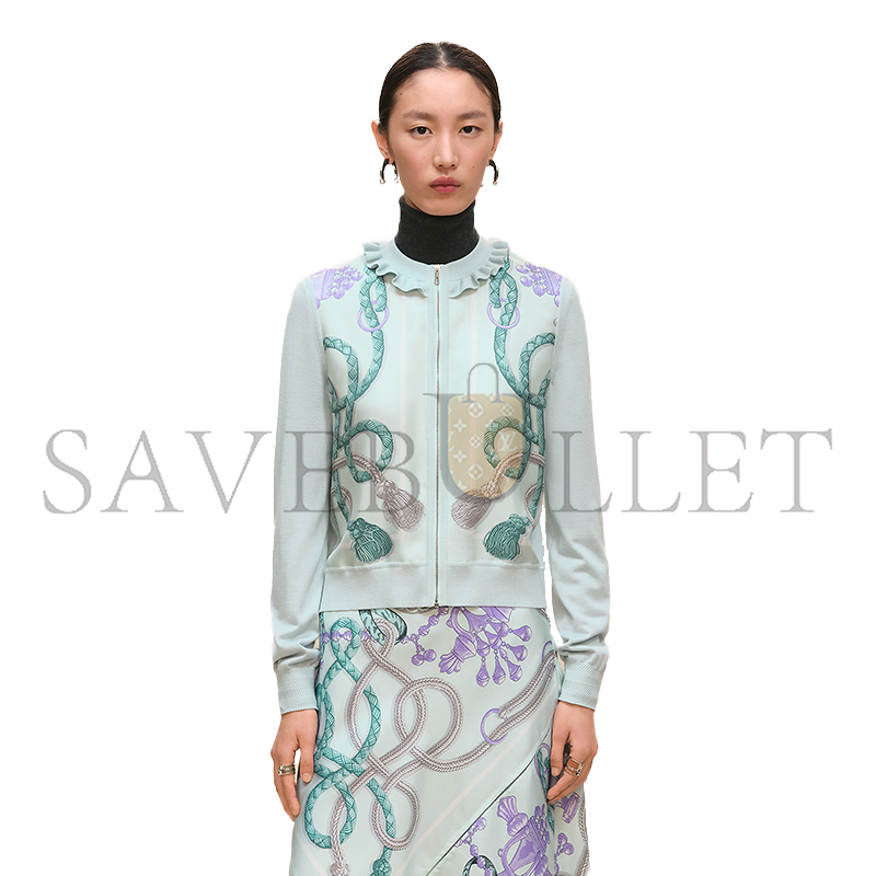 HERMES PALEFROI REMIX LONG-SLEEVE TWILLAINE CARDIGAN H5H2804DL0834