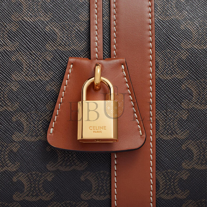 CELINE MEDIUM TRAVEL BAG IN TRIOMPHE CANVAS AND CALFSKIN 190662CAS.04LU (45*24*21cm)