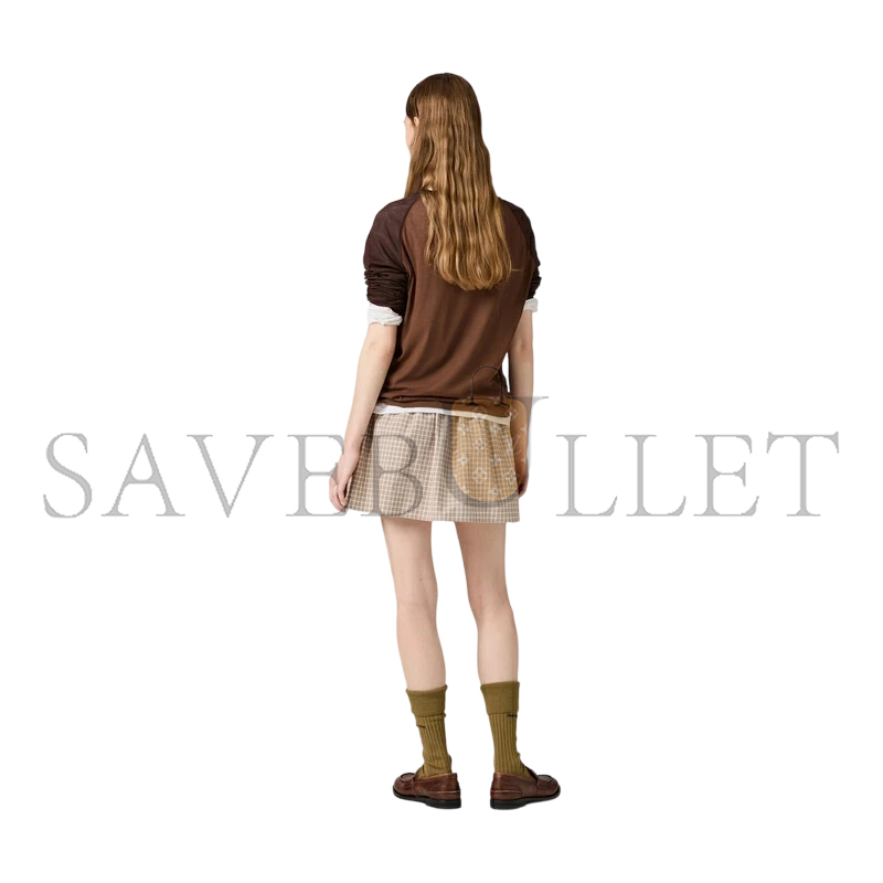 MIU MIU LONG-SLEEVED RIBBED JERSEY T-SHIRT MJL068