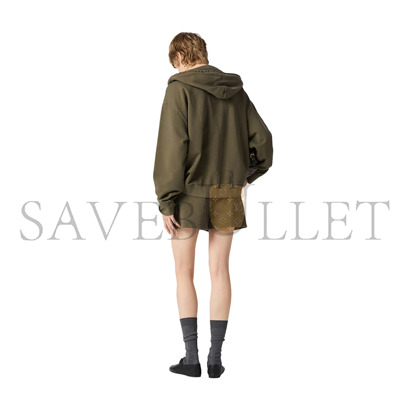 MIU MIU GARMENT-DYED HOODIE JACKET MJLA45