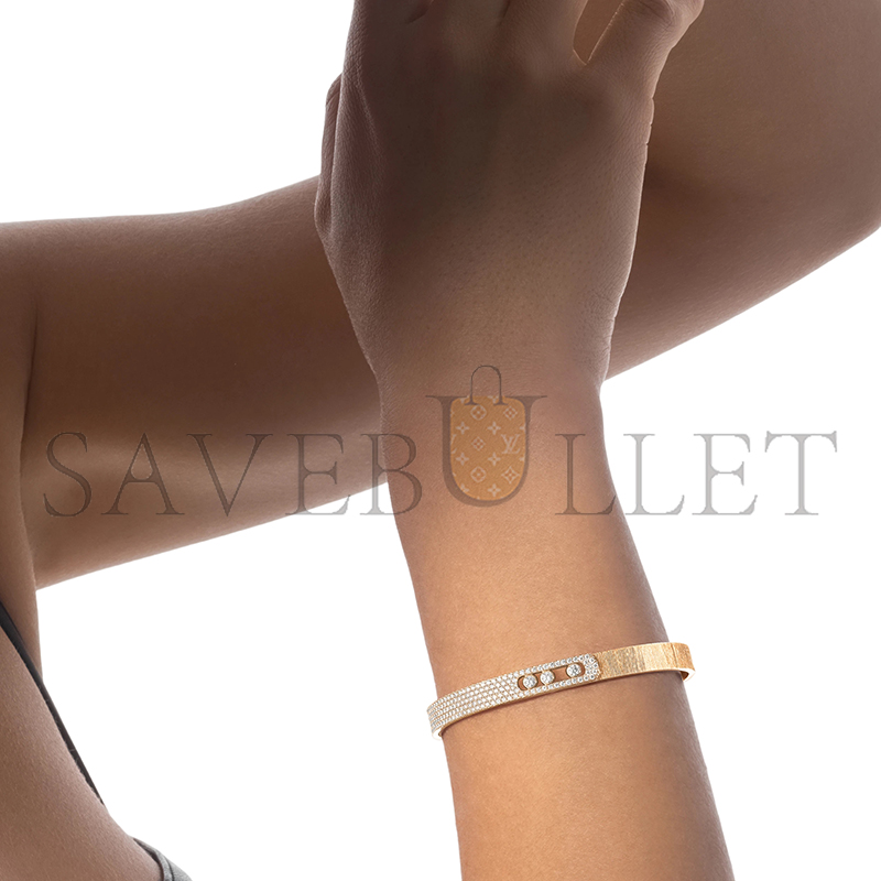 MESSIKA MOVE NOA CISELÉ HALF PAVÉ BANGLE YELLOW GOLD DIAMOND BRACELET 14501-YG