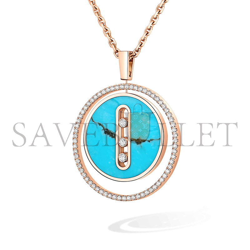 MESSIKA LUCKY MOVE TURQUOISE NECKLACE MEDIUM PINK GOLD DIAMOND NECKLACE 10836-PG