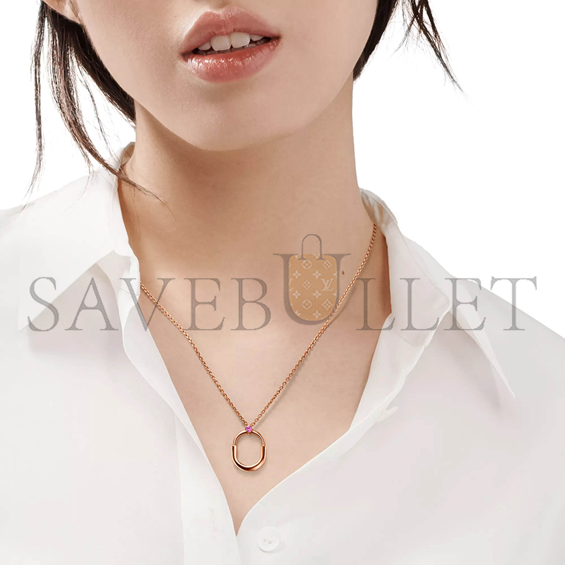 TIFFANY LOCK SMALL PENDANT IN ROSE GOLD WITH A PINK SAPPHIRE 75202806