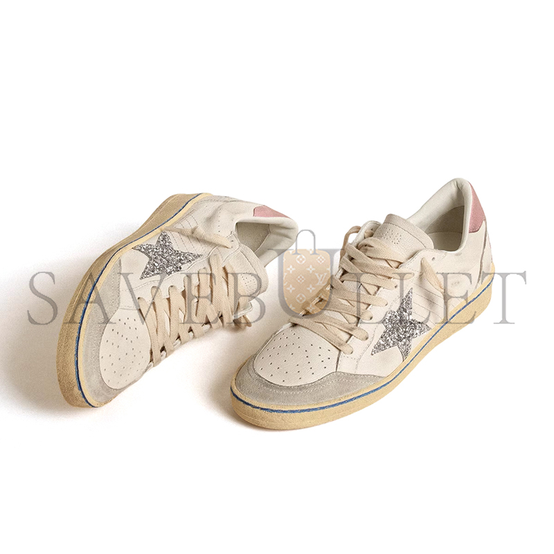 GOLDEN GOOSE BALL STAR WITH GLITTER STAR AND PINK SUEDE HEEL TAB GWF00117