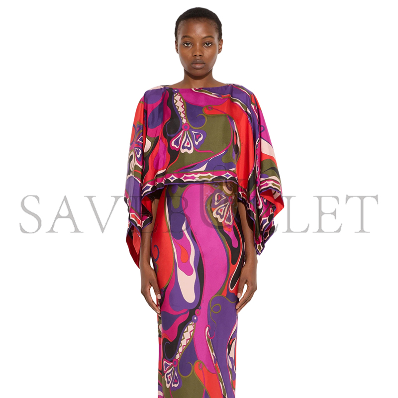 PUCCI ORCHIDEE PRINT LONG DRESS WITH SHAWL 5URI305U731017