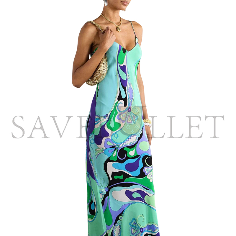 PUCCI PRINTED SILK CREPE DE CHINE MAXI DRESS 5HRI265H733025