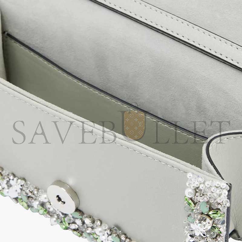 VALENTINO GARAVANI LOCÒ SMALL EMBELLISHED LEATHER SHOULDER BAG 5W2B0N86NKG (20*10*6cm)