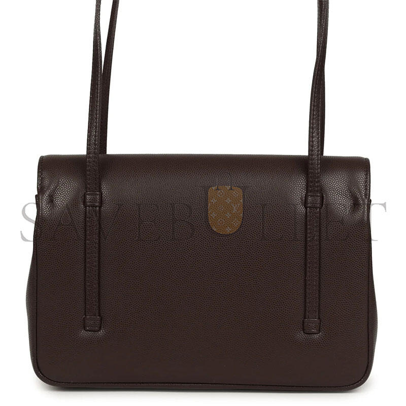CHANEL MASTER SMALL PREPPY COCO FLAP BAG DARK BROWN SHINY CAVIAR BRUSHED GOLD HARDWARE (22*15*5cm)